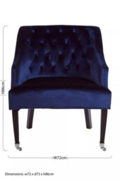 Orsina Classic Blue Velvet Chair, Mid Century Design Comfortable Armchair, Velvet Upholstered Modern Armchair - thumbnail 8