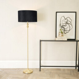 Valuelights Maggie Gold Candlestick Floor Lamp With Black Velvet Lamp Shade And Led Bulb - thumbnail 1