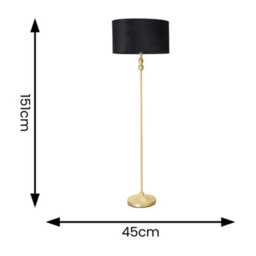 Valuelights Maggie Gold Candlestick Floor Lamp With Black Velvet Lamp Shade And Led Bulb - thumbnail 6