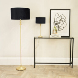 Valuelights Maggie Gold Candlestick Floor Lamp With Black Velvet Lamp Shade And Led Bulb - thumbnail 4