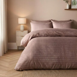 Ohs Embossed Bedding Set Textured Duvet Cover With Pillowcase, Mink - King - thumbnail 1
