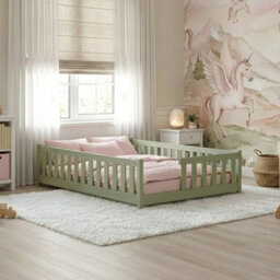 Arte Ivy Olive 120 X 200Cm European Small Double Low Bed - Foam/bonnell Mattress Included - thumbnail 1