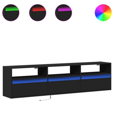 Berkfield Durable Tv Wall Cabinet With Led Black 180X31X45 Cm - image 1