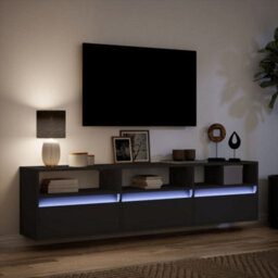 Berkfield Durable Tv Wall Cabinet With Led Black 180X31X45 Cm - thumbnail 5