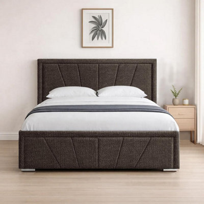 Naples Slate Upholstered Sunrise King Size Bed Frame, Modern Luxury Floor-Standing Headboard & Footboard - image 1