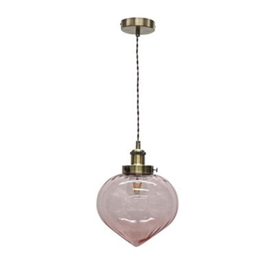 First Choice Lighting Layla - Pink Vintage Design Pendant Light With Antique Brass Flex Set - image 1