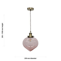 First Choice Lighting Layla - Pink Vintage Design Pendant Light With Antique Brass Flex Set - thumbnail 5