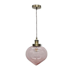 First Choice Lighting Layla - Pink Vintage Design Pendant Light With Antique Brass Flex Set