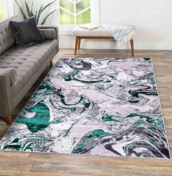 Smart Living Modern Carved Area Rug, Living Room Carpet, Kitchen Floor, Bedroom Soft Rugs 60Cmx220Cm -Emperor(315 Solarius Aqua) - thumbnail 2