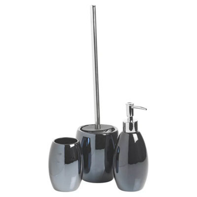 Urbn-Living Black - 4-Pcs Ridder Shiny Ceramic Bathroom Set - image 1