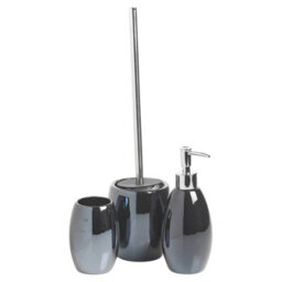 Urbn-Living Black - 4-Pcs Ridder Shiny Ceramic Bathroom Set - thumbnail 5