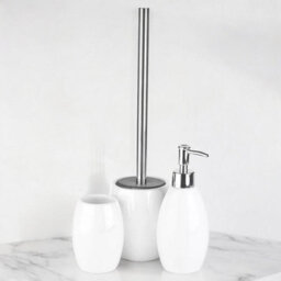 Urbn-Living Black - 4-Pcs Ridder Shiny Ceramic Bathroom Set - thumbnail 4