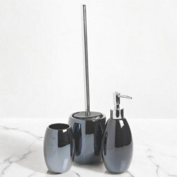 Urbn-Living Black - 4-Pcs Ridder Shiny Ceramic Bathroom Set - thumbnail 2