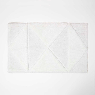 Homescapes 100% Cotton White Bath Mat Tufted Geometric Design, 50 X 80 Cm - image 1