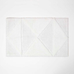 Homescapes 100% Cotton White Bath Mat Tufted Geometric Design, 50 X 80 Cm - thumbnail 1