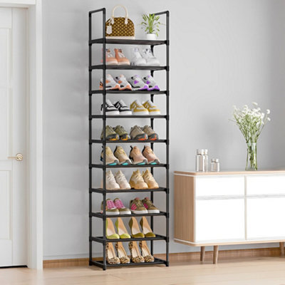 Living And Home 10 Tier Black Metal Shoe Rack Shoe Storage Organizer Shoe Shelf - image 1