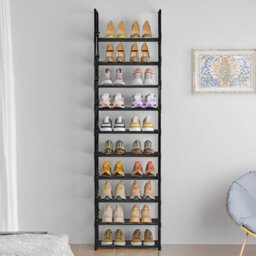 Living And Home 10 Tier Black Metal Shoe Rack Shoe Storage Organizer Shoe Shelf - thumbnail 2