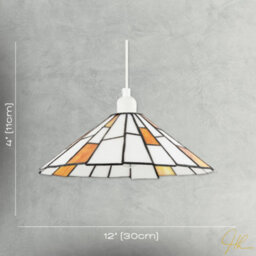Happy Homewares Contemporary White Tiffany Pendant Light Shade With Orange Accents - thumbnail 7