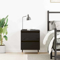 Berkfield Bedside Cabinet Black Oak 40X35X50 Cm Engineered Wood - thumbnail 4