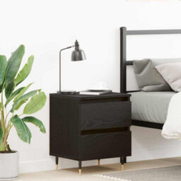 Berkfield Bedside Cabinet Black Oak 40X35X50 Cm Engineered Wood