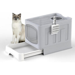 Vivo Large Cat Litter Box Tray Foldable With Lid Scoop Flap Door Slide Out Hooded - thumbnail 9