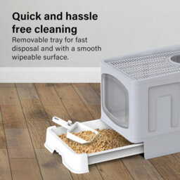 Vivo Large Cat Litter Box Tray Foldable With Lid Scoop Flap Door Slide Out Hooded - thumbnail 6