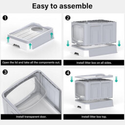 Vivo Large Cat Litter Box Tray Foldable With Lid Scoop Flap Door Slide Out Hooded - thumbnail 5