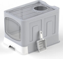 Vivo Large Cat Litter Box Tray Foldable With Lid Scoop Flap Door Slide Out Hooded - thumbnail 2