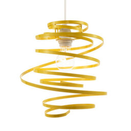 Happy Homewares Designer Yellow Gloss Metal Double Ribbon Spiral Swirl Pendant Shade - thumbnail 2