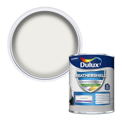 Dulux Weathershield Pure Brilliant White Satinwood Exterior Metal & Wood Paint, 750Ml - image 1