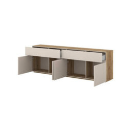 Arte Criss 200Cm Sideboard Cabinet - Cashmere & Oak Mauvella, Sleek Lines With Warm Texture - thumbnail 3
