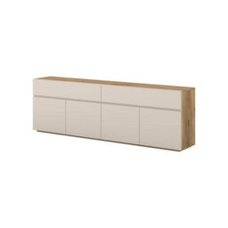 Arte Criss 200Cm Sideboard Cabinet - Cashmere & Oak Mauvella, Sleek Lines With Warm Texture - thumbnail 2