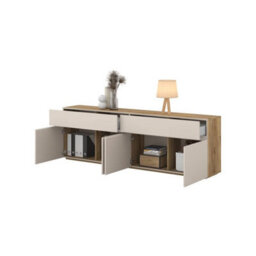 Arte Criss 200Cm Sideboard Cabinet - Cashmere & Oak Mauvella, Sleek Lines With Warm Texture - thumbnail 5