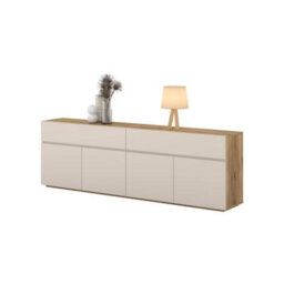 Arte Criss 200Cm Sideboard Cabinet - Cashmere & Oak Mauvella, Sleek Lines With Warm Texture - thumbnail 4