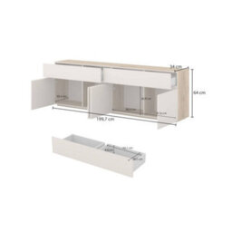 Arte Criss 200Cm Sideboard Cabinet - Cashmere & Oak Mauvella, Sleek Lines With Warm Texture - thumbnail 6