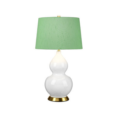 Luminosa Lighting Luminosa Isla Table Lamp With Round Tapered Shade, Aged Brass, White, Green - image 1
