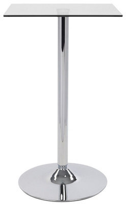 Como Poseur Premium Bar Table, Square Clear Glass Table Top, Chrome Stem And Base, Kitchen Table, 60Cm Width X 102Cm Height - image 1