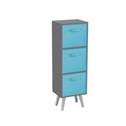 Urbn-Living Grey 3-Tier 3-Drawer Cube Shelving Unit With Scandinavian Legs - thumbnail 2