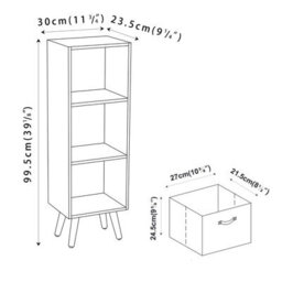Urbn-Living Grey 3-Tier 3-Drawer Cube Shelving Unit With Scandinavian Legs - thumbnail 4