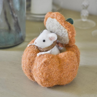 Mysmartbuy Felt Mouse In Pumpkin - 18 X 14Cm - Wool - Practical Design