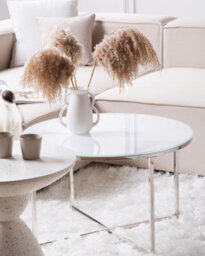 Beliani Coffee Table Quincy Tempered Glass Marble/ Silver - thumbnail 4