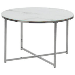 Beliani Coffee Table Quincy Tempered Glass Marble/ Silver - thumbnail 1
