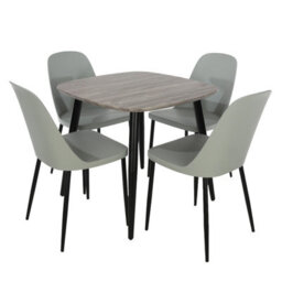 Core Products Aspen Grey Oak Effect 80Cm Square Dining Table With 4 Light Grey Plastic Duo Design Chairs - thumbnail 2