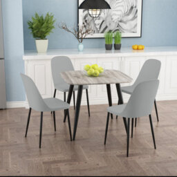 Core Products Aspen Grey Oak Effect 80Cm Square Dining Table With 4 Light Grey Plastic Duo Design Chairs - thumbnail 1
