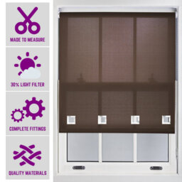 Furnished Daylight Roller Blind With Big Square Eyelets Free Cut Service - Mocha (W)150Cm X (L)210Cm - thumbnail 1