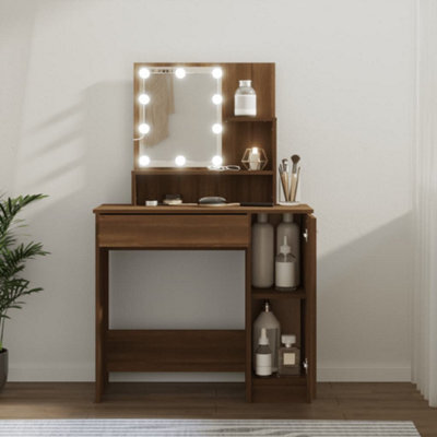 Walplus Dressing Table With Led Brown Oak 86.5X35X136 Cm - image 1