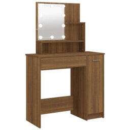 Walplus Dressing Table With Led Brown Oak 86.5X35X136 Cm - thumbnail 2