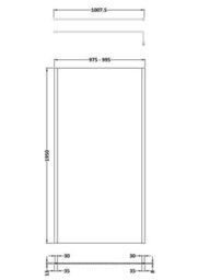 Balterley Enson Contemporary Bathroom 8mm Glass Outer Framed Wetroom Screen With Support Bar, Brushed Brass, 1950 X 1000 X 14mm - thumbnail 2