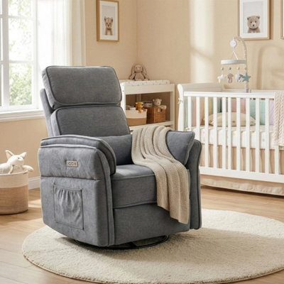 Electric Recliner Chair Armchair Sofa Rotatable With Charging Ports & Pillow - image 1