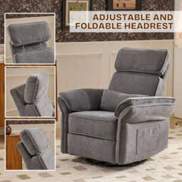 Electric Recliner Chair Armchair Sofa Rotatable With Charging Ports & Pillow - thumbnail 3